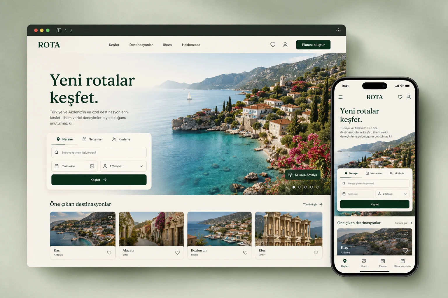 Rota Seyahat için web ve yazılım sunumu